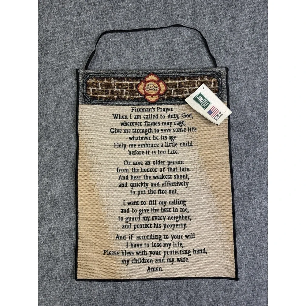 The Manual Woodworkers & Weavers Fireman's Prayer Hanging Wall Tapestry New